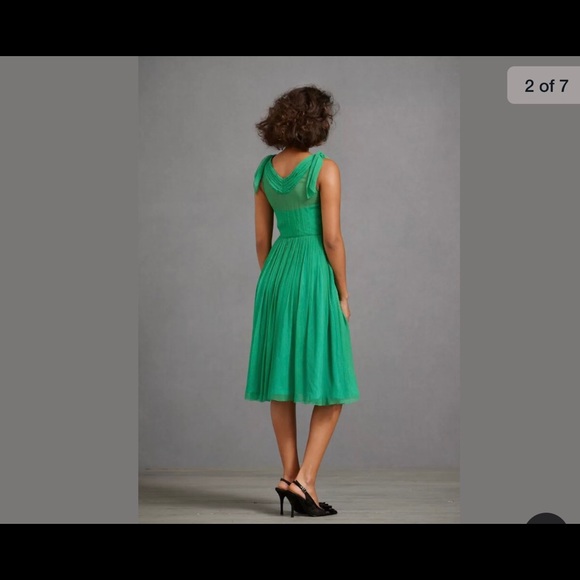 BHLDN Anthropology Kelly Green Chiffon Dress - Picture 2 of 7